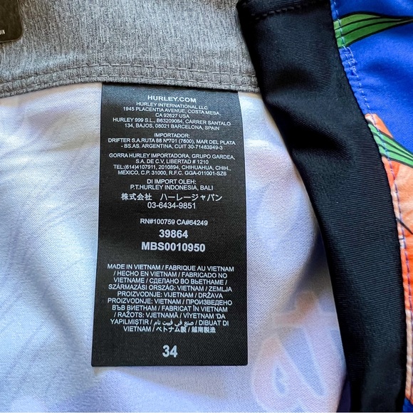 Hurley × '47 MLB New York Mets Orange Tropical Print Board Shorts Mens Sz 34 NWT - Picture 13 of 14